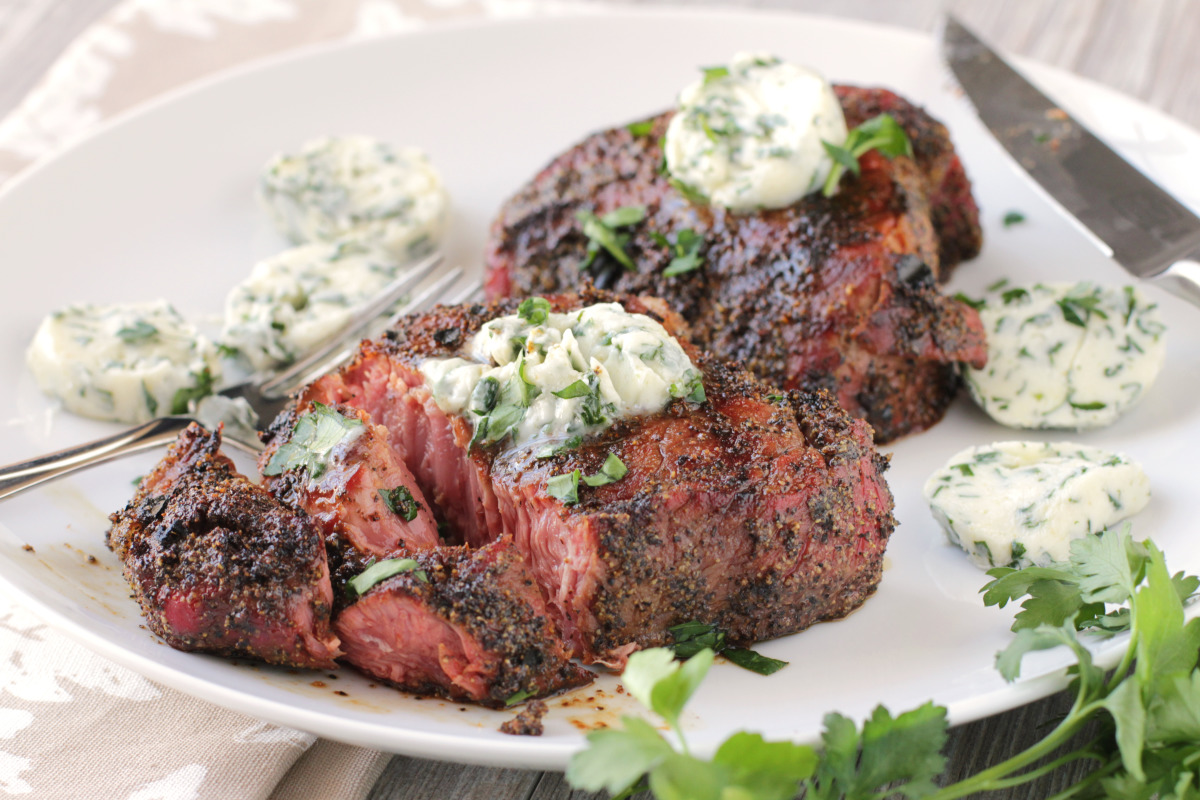 Grilled Crusted Steak With Lemon Butter Recipe